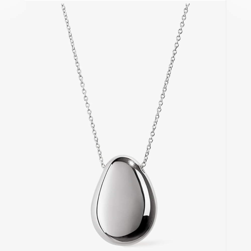 Ana Luisa Pebble Pendant Necklace - Silver Rhodium Plated, Trendy Teardrop